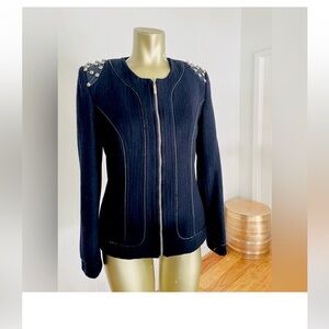 Fashion Blazer Jacket Navy Blue (Small)